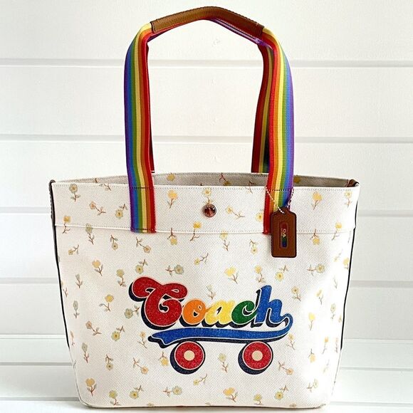 Coach Rainbow Pride Limited Edition Roller Skate  Graphic Tote Bag New With Tags - Picture 1 of 12